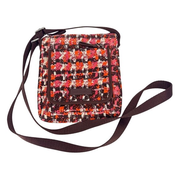 Vera Bradley Mini Hipster Crossbody Purse Pink Houndstooth Tweed Pattern - Picture 1 of 10